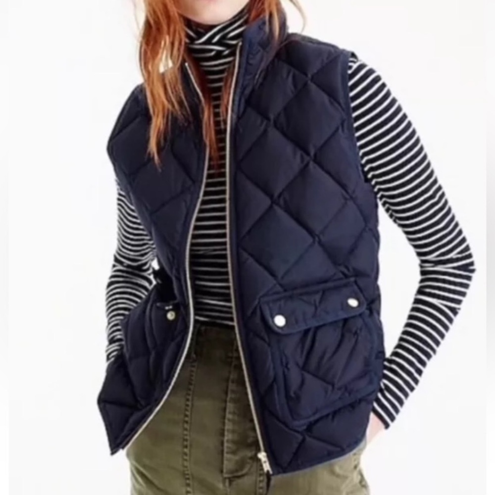 J. Crew Excursion Quilted Puffer Down Vest in Navy Size S